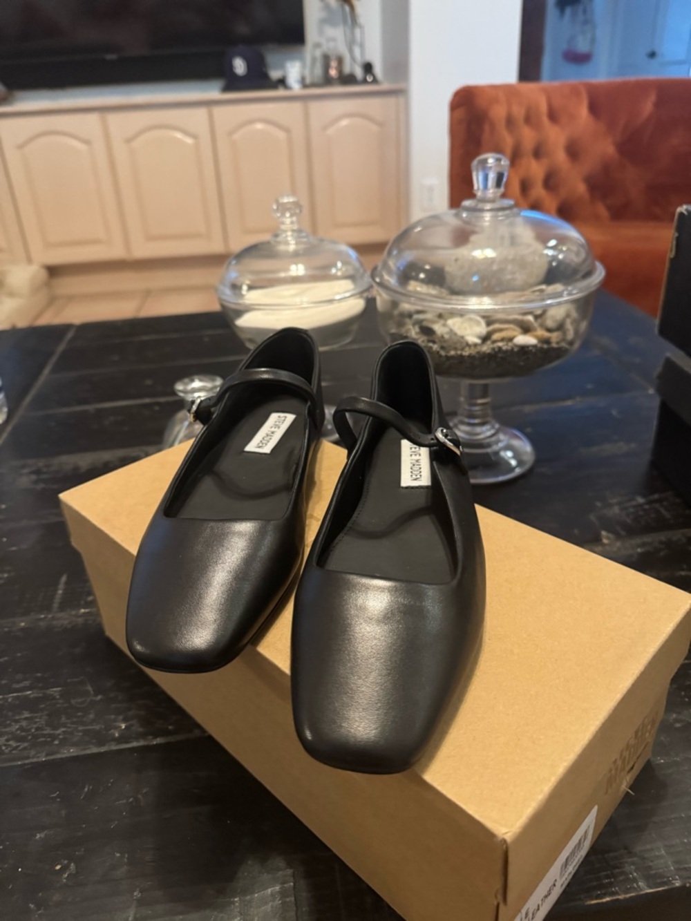 Steve Madden Black Mary Jane Flats with Square Toe